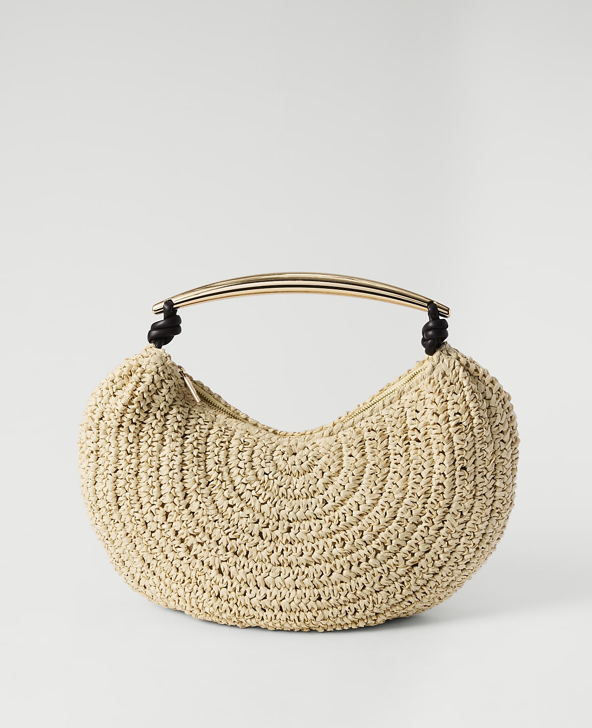 Ann Taylor Natural Hardware Embellished Straw Shoulder Bag