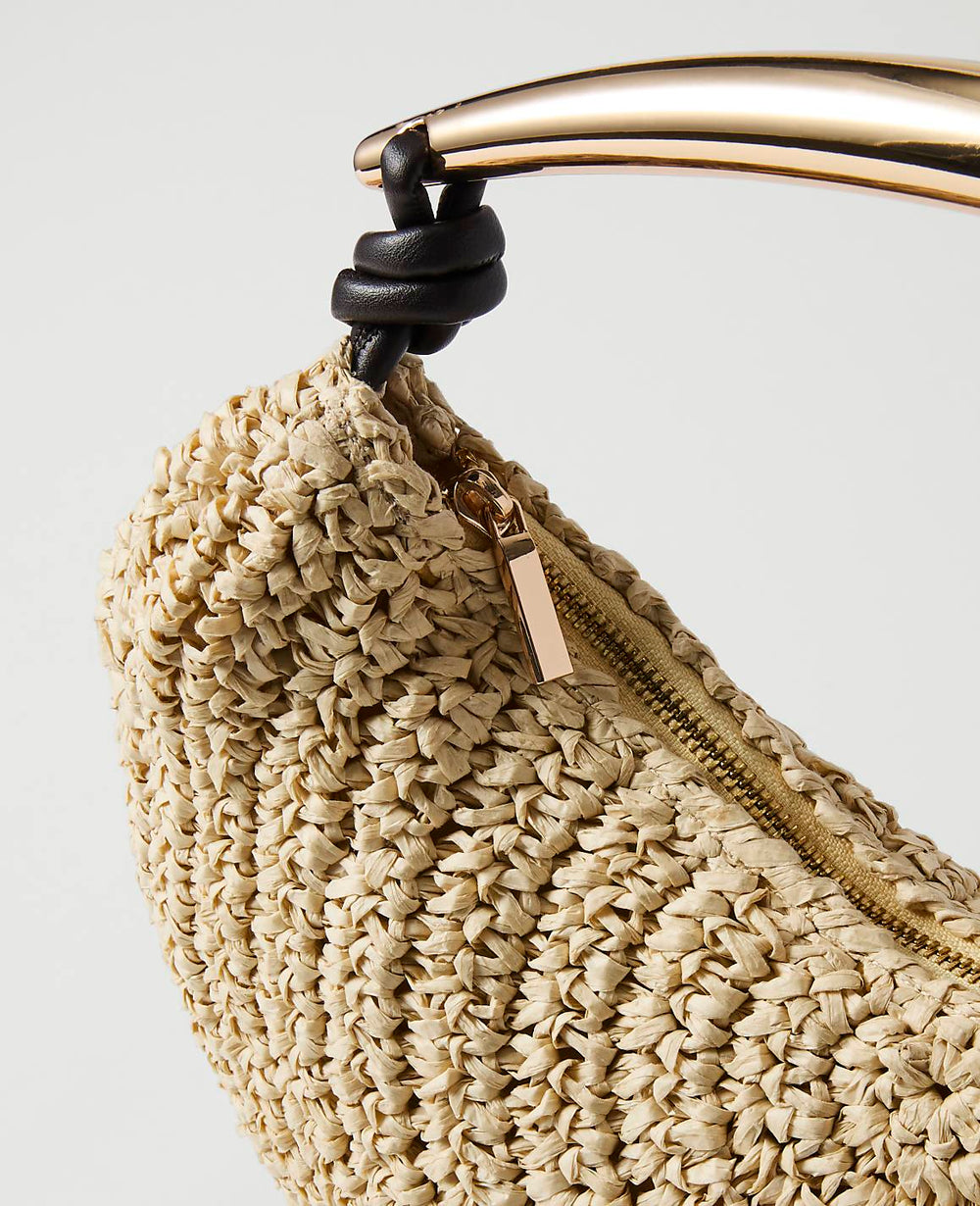 Ann Taylor Natural Hardware Embellished Straw Shoulder Bag