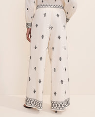 Ann Taylor Winter White The Embroidered Easy Palazzo Pant