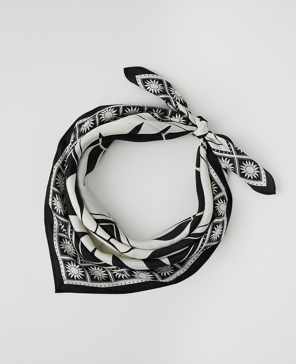 Ann Taylor Black Sun Print Silk Scarf