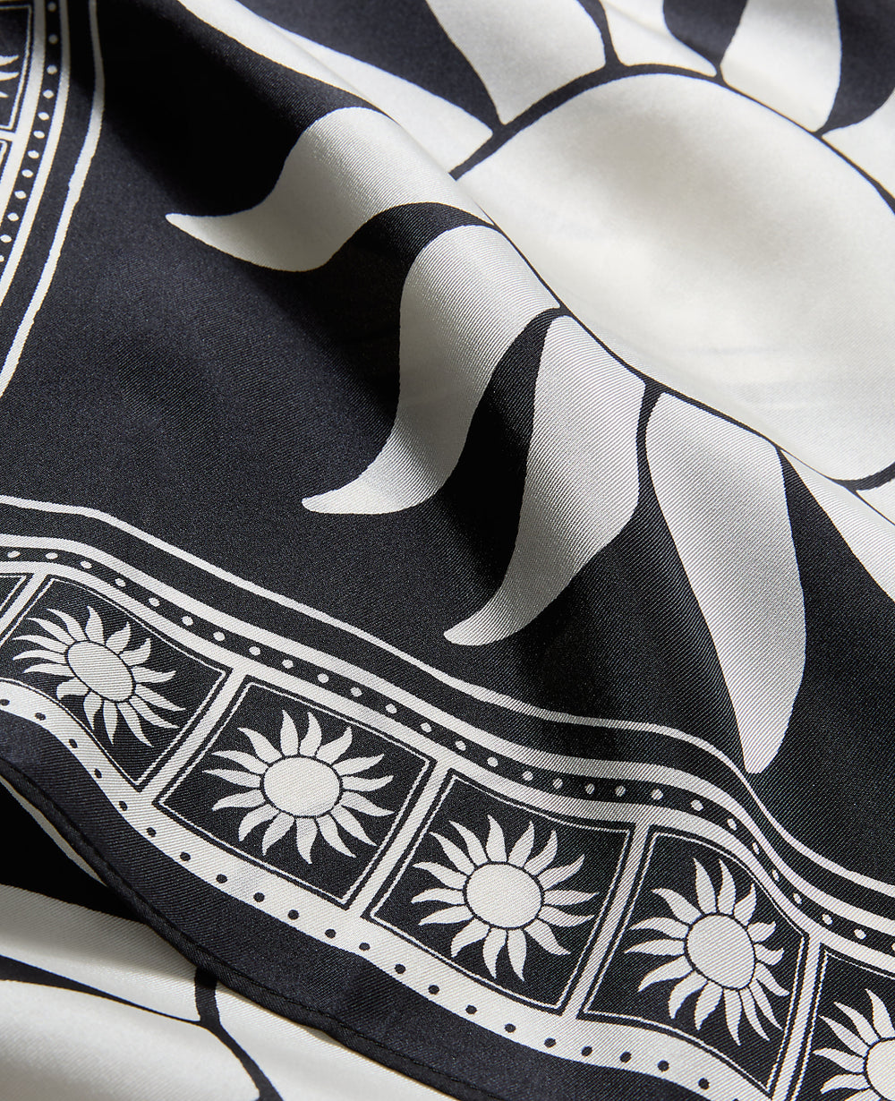 Ann Taylor Black Sun Print Silk Scarf