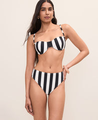 Ann Taylor Black Striped Two Piece Swimsuit