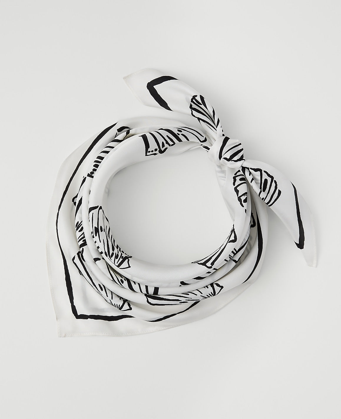 Ann Taylor Black Shell Print Silk Scarf