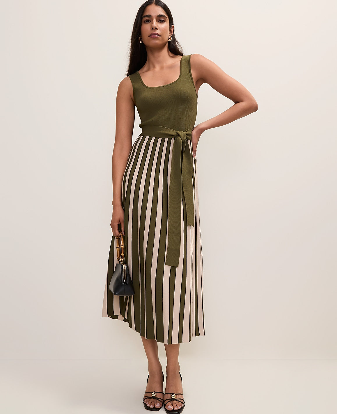 Ann Taylor Winding Ivy Striped Square Neck Sweater Dress