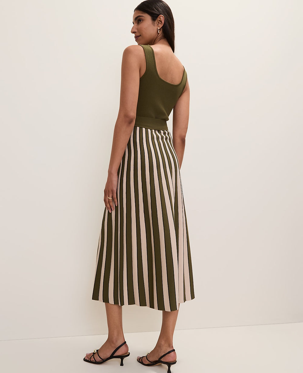 Ann Taylor Winding Ivy Striped Square Neck Sweater Dress