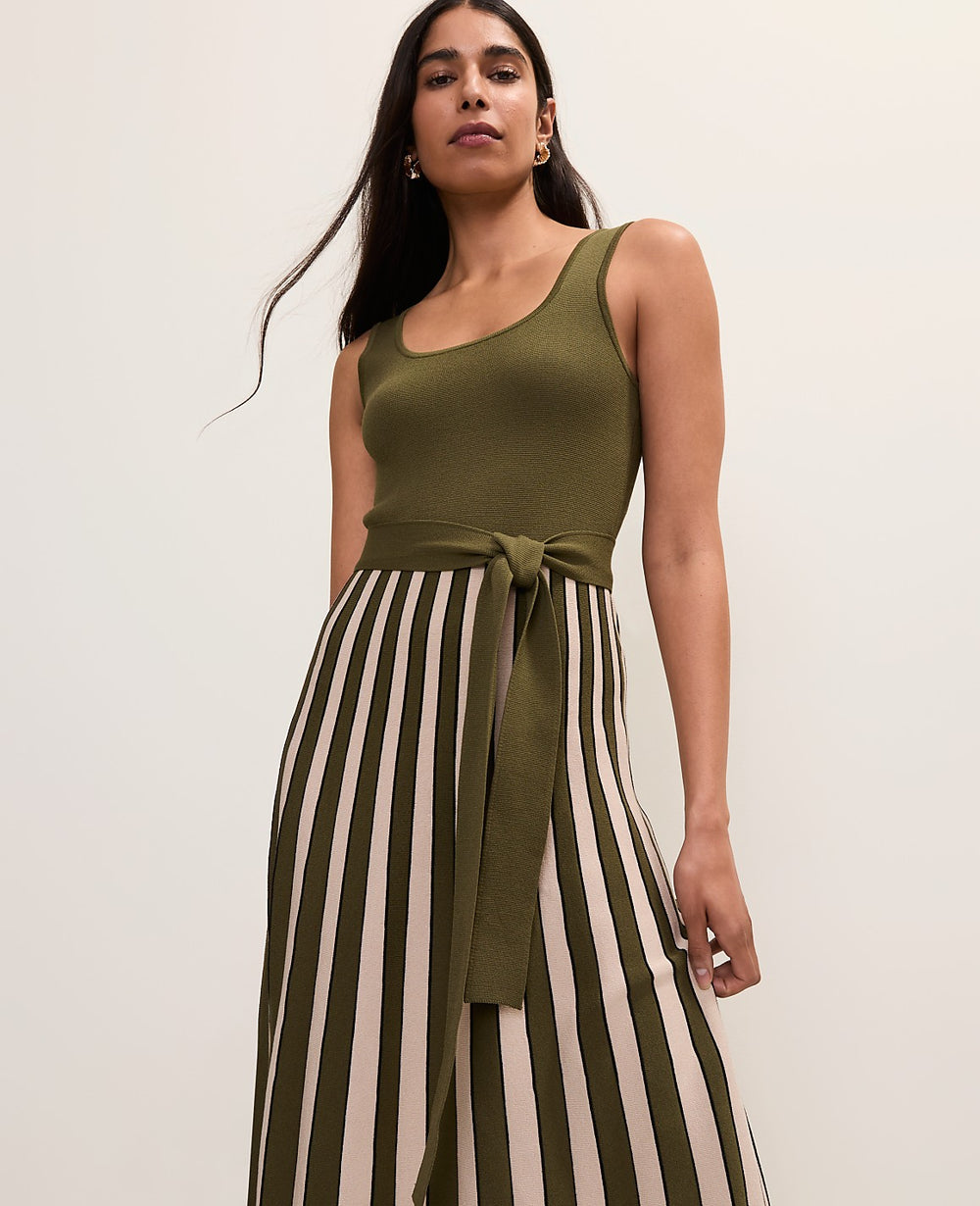 Ann Taylor Winding Ivy Striped Square Neck Sweater Dress