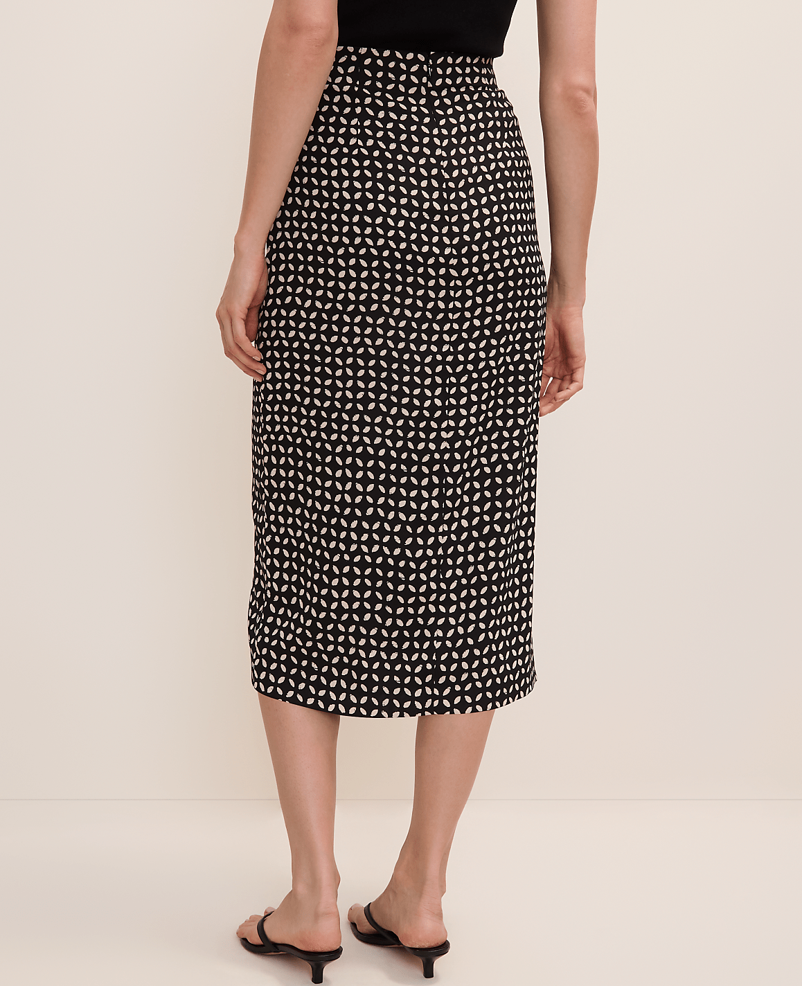 Ann Taylor Black Batik Wrap Midi Skirt