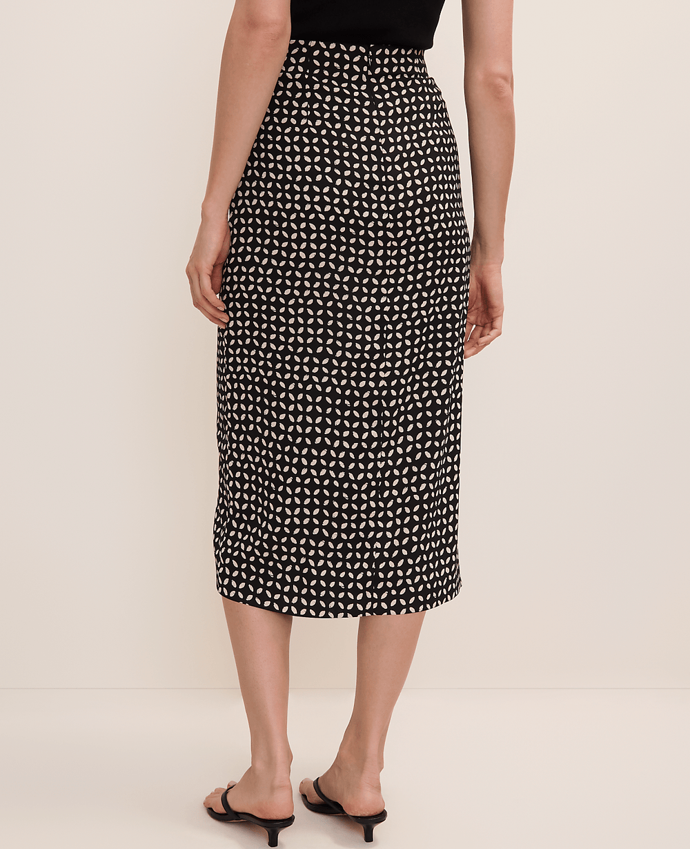 Ann Taylor Black Batik Wrap Midi Skirt