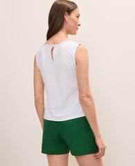 Ann Taylor White Embroidered Tank Top