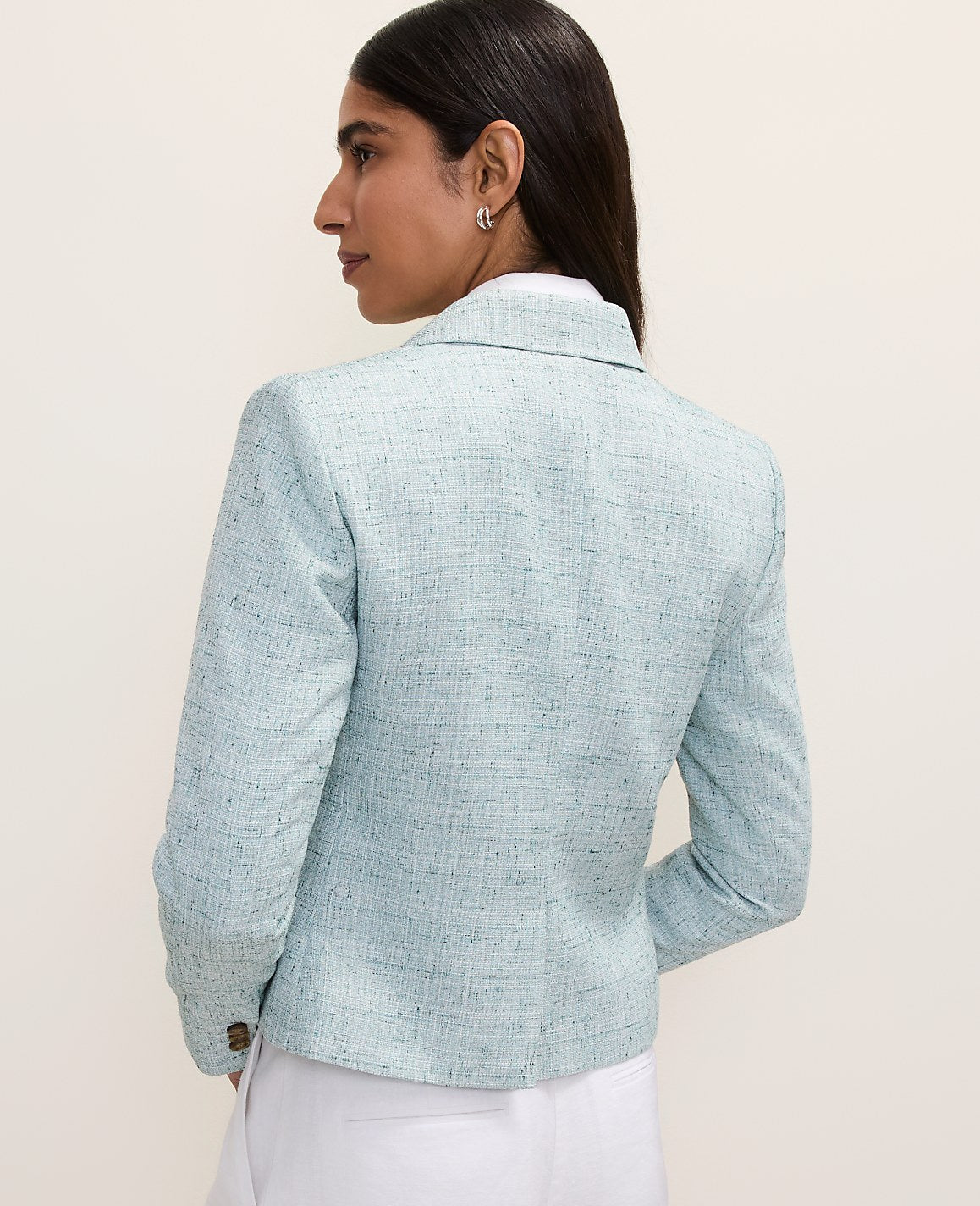 Ann Taylor Soft Green Multi The Modern Newbury Blazer in Tweed