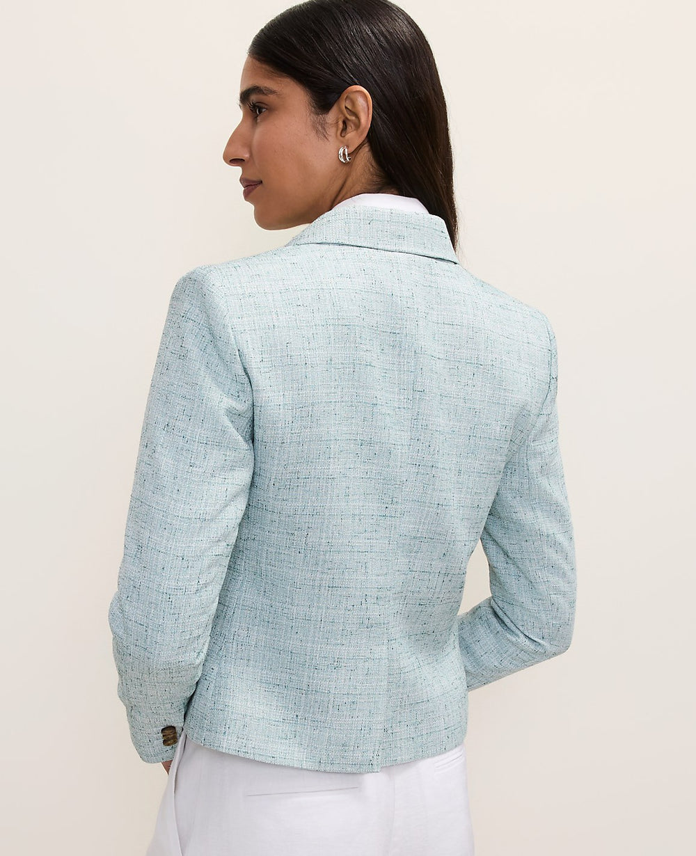 Ann Taylor Soft Green Multi The Modern Newbury Blazer in Tweed