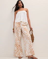 Ann Taylor Cafe Au Lait Easy Wide-Leg Pant in  Animal Print Satin