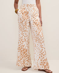 Ann Taylor Cafe Au Lait Easy Wide-Leg Pant in  Animal Print Satin