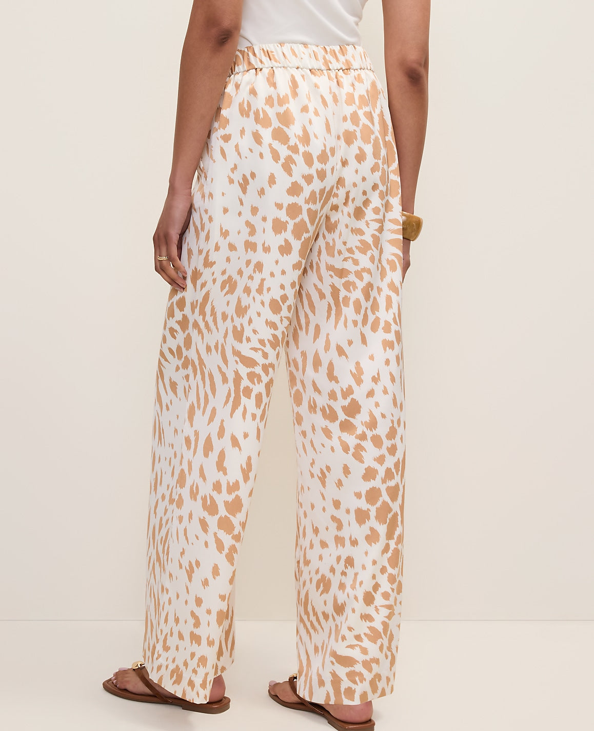 Ann Taylor Cafe Au Lait Easy Wide-Leg Pant in  Animal Print Satin
