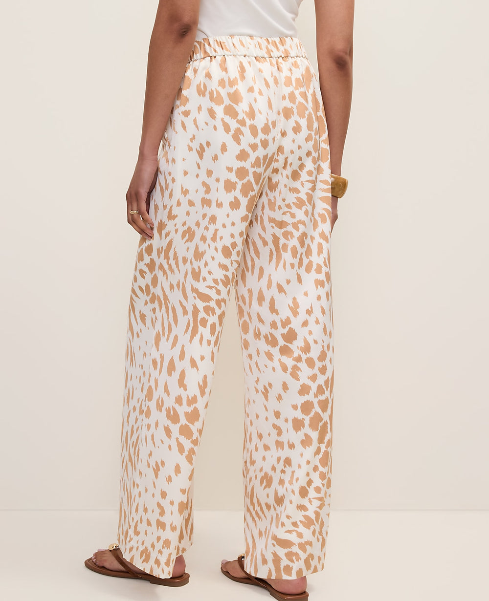 Ann Taylor Cafe Au Lait Easy Wide-Leg Pant in  Animal Print Satin