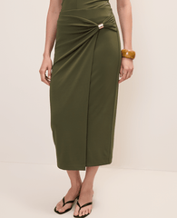 Ann Taylor Winding Ivy Hardware Embellished Wrap Midi Skirt
