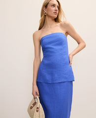 Ann Taylor Dream Blue Strapless Tunic Top in Linen