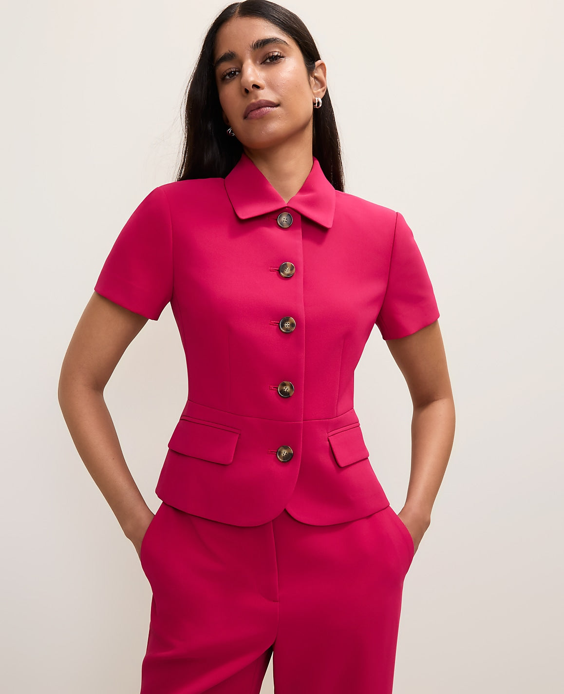 Ann Taylor Granita The Collared Jacket in Fluid Crepe