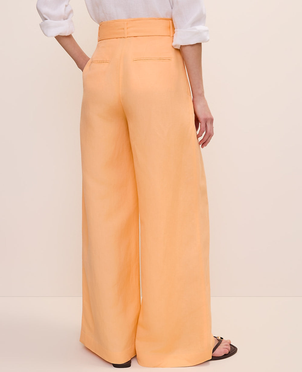 Ann Taylor Tropical Papaya Paperbag Pant in Linen Blend