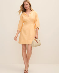 Ann Taylor Tropical Papaya Pintucked Mini Dress in Linen Blend