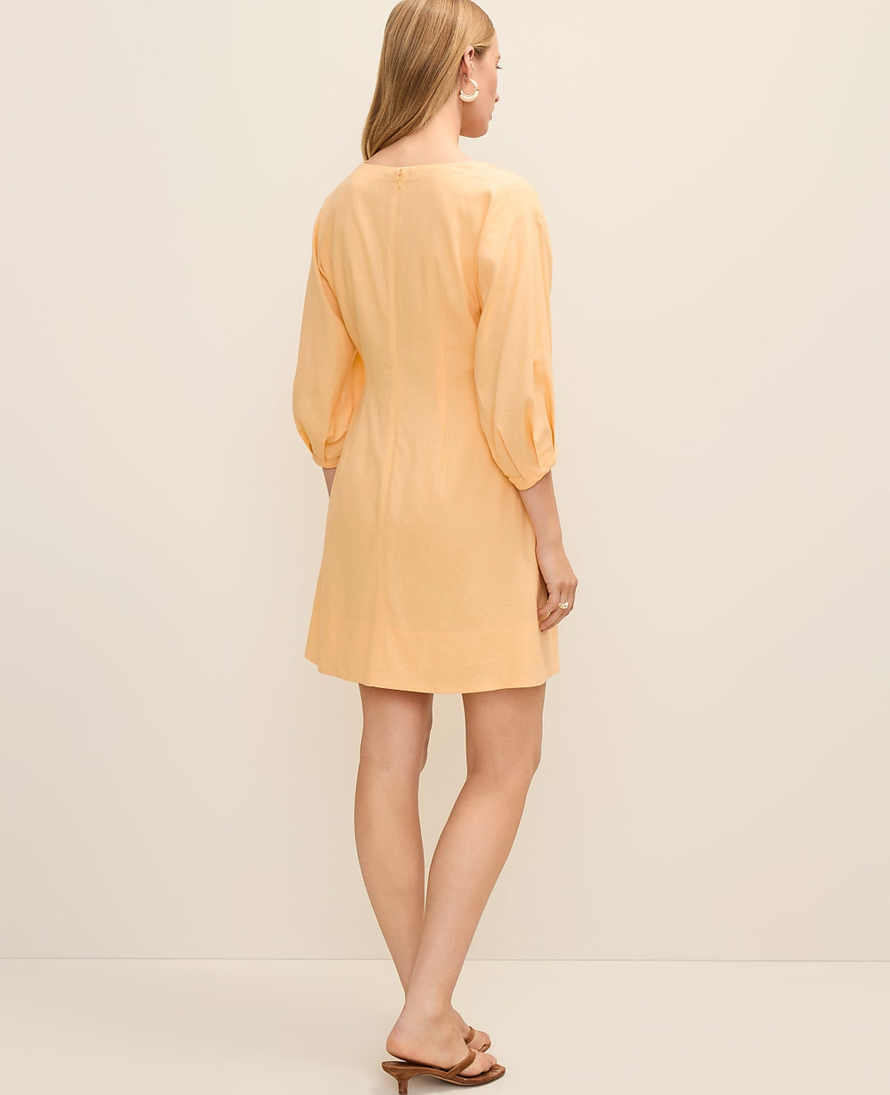 Ann Taylor Tropical Papaya Pintucked Mini Dress in Linen Blend