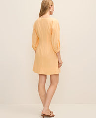 Ann Taylor Tropical Papaya Pintucked Mini Dress in Linen Blend