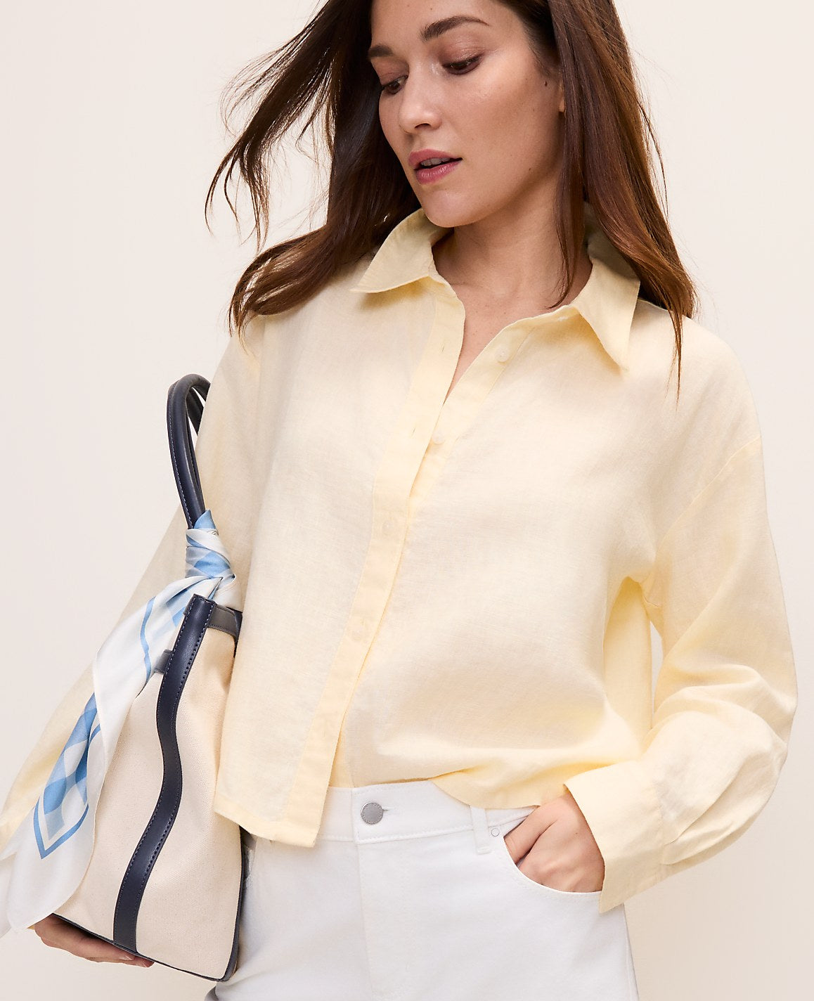 Ann Taylor Lemon Pavlova The Linen Button Down Shirt
