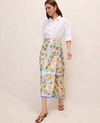 Ann Taylor Limoni Scarf Lemon Wrap Skirt in Satin