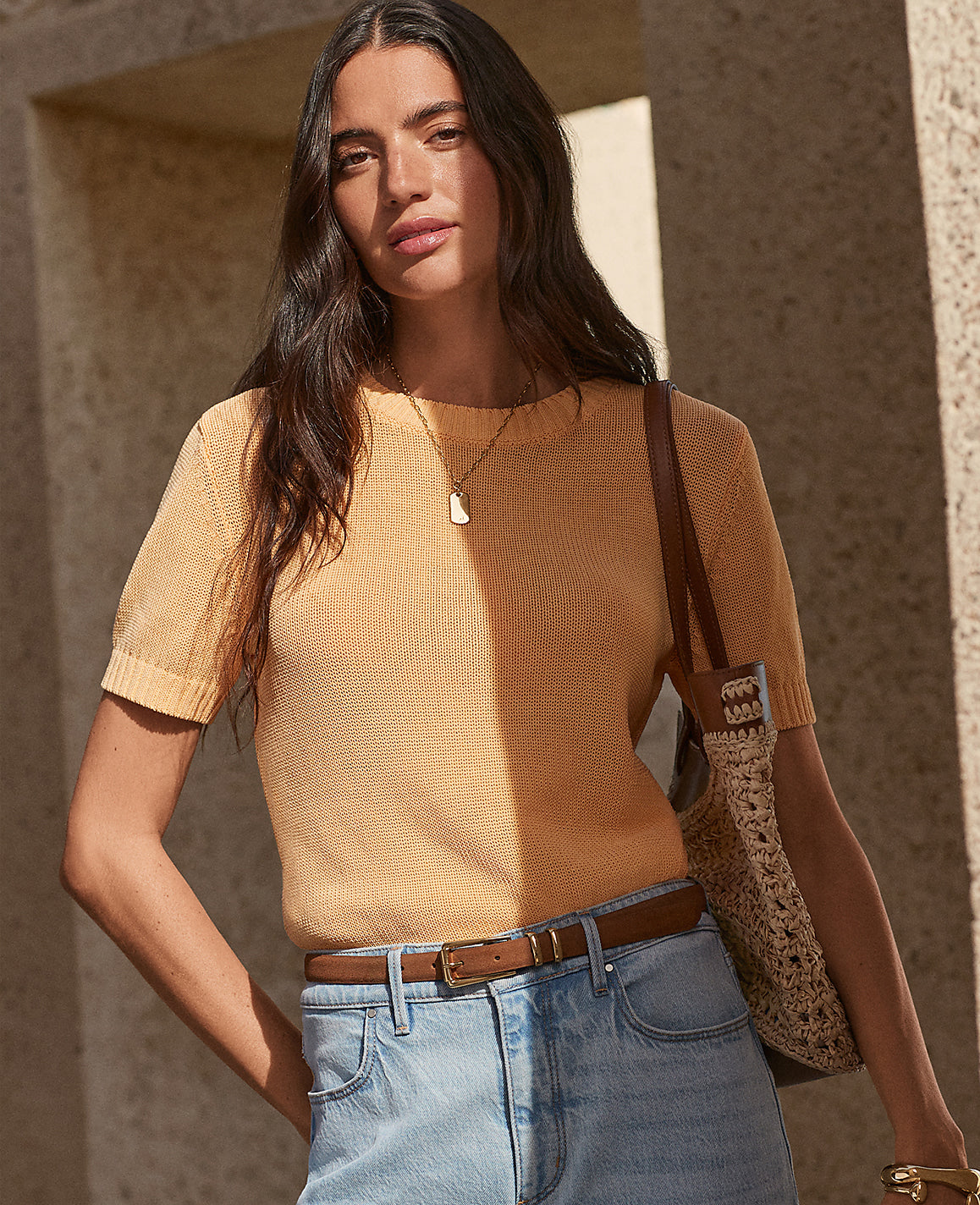 Ann Taylor Tropical Papaya Modern Sweater Tee