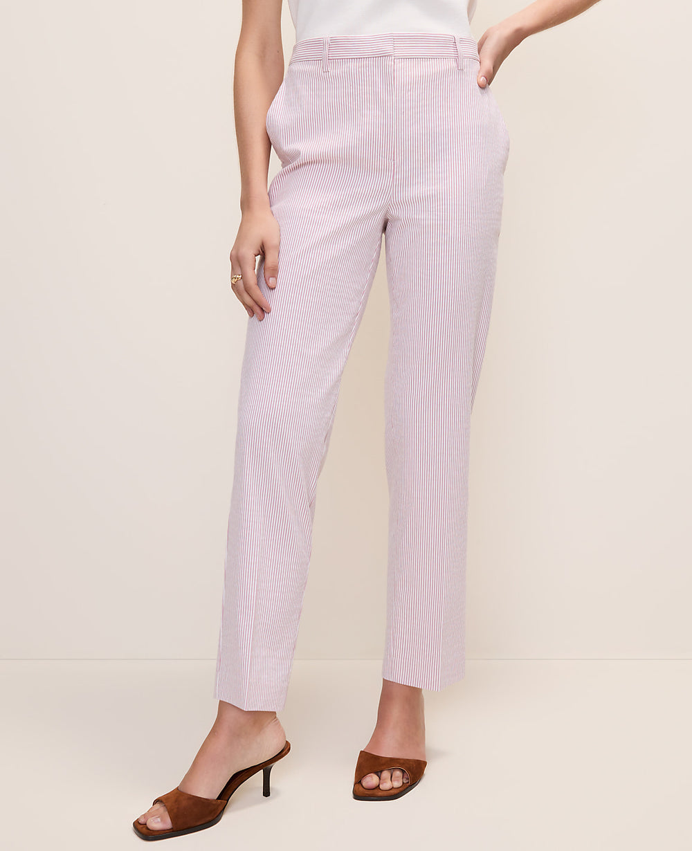 Ann Taylor Pink/White Combo The Ankle Pant in Seersucker