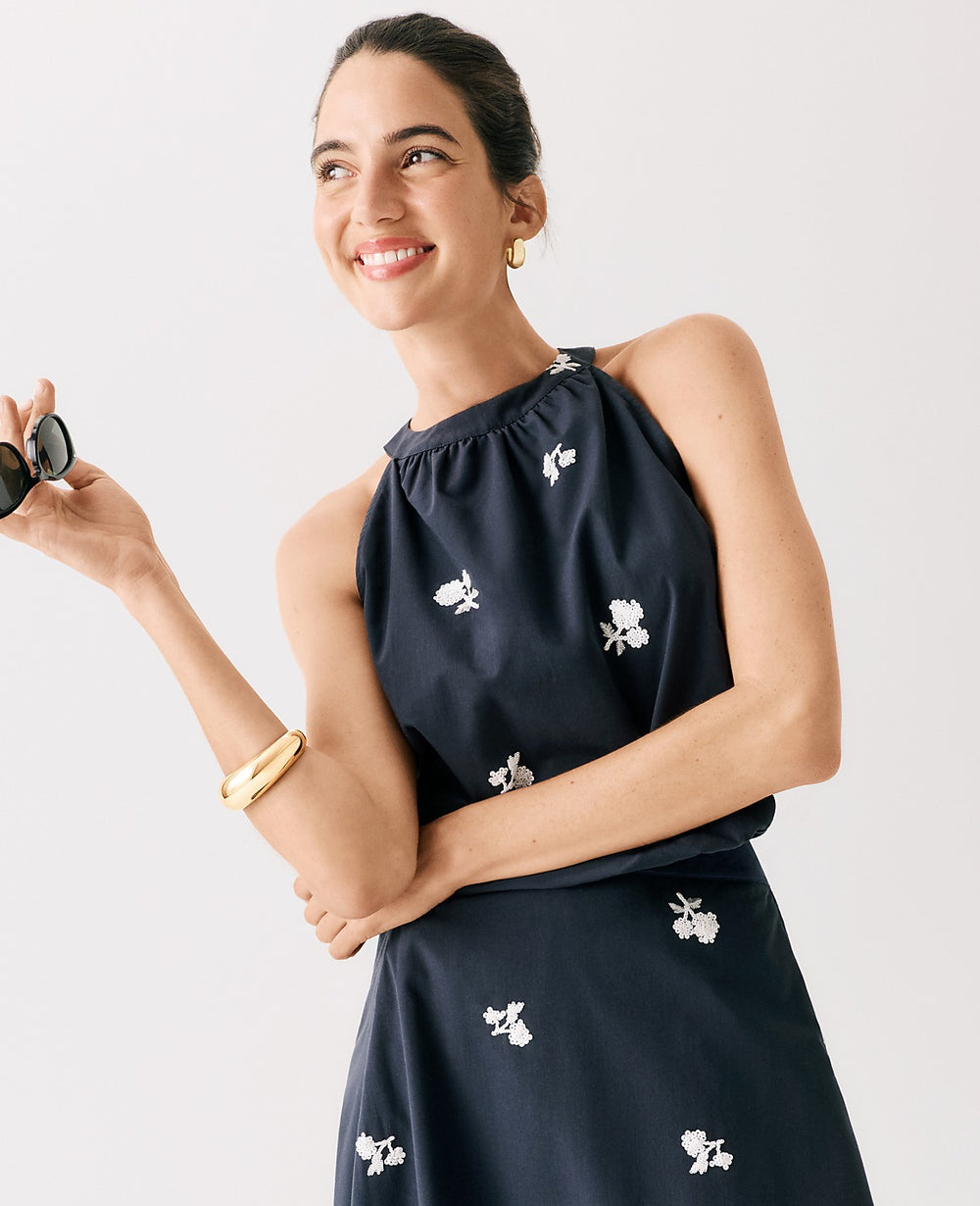 Ann Taylor Night Sky Sequin Embroidered Halter Top