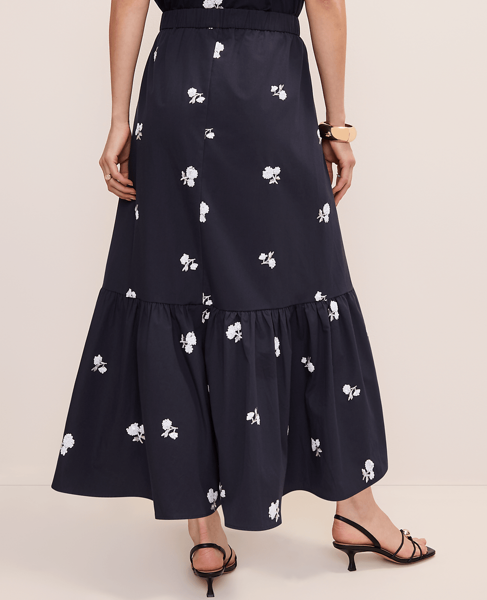 Ann Taylor Night Sky Sequin Embellished Tiered Maxi Skirt