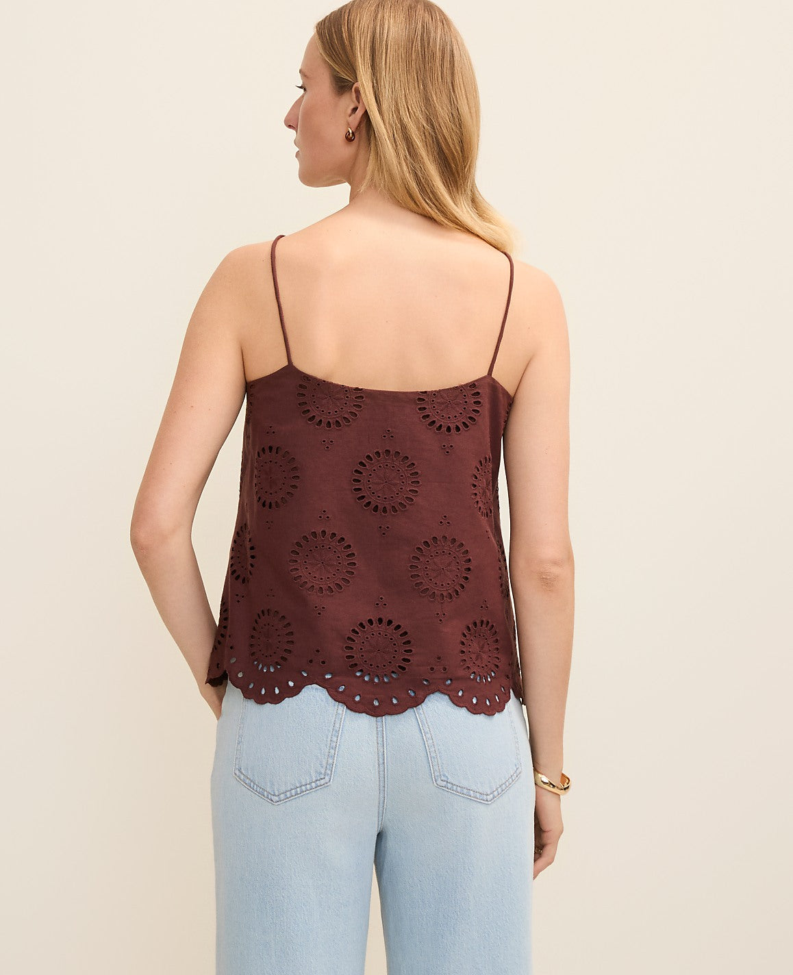 Ann Taylor Rich Walnut Weekend Eyelet Tank Top