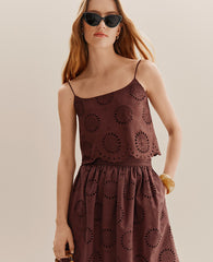 Ann Taylor Rich Walnut Weekend Eyelet Tank Top
