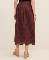 Ann Taylor Rich Walnut Weekend Eyelet Gathered Maxi Skirt