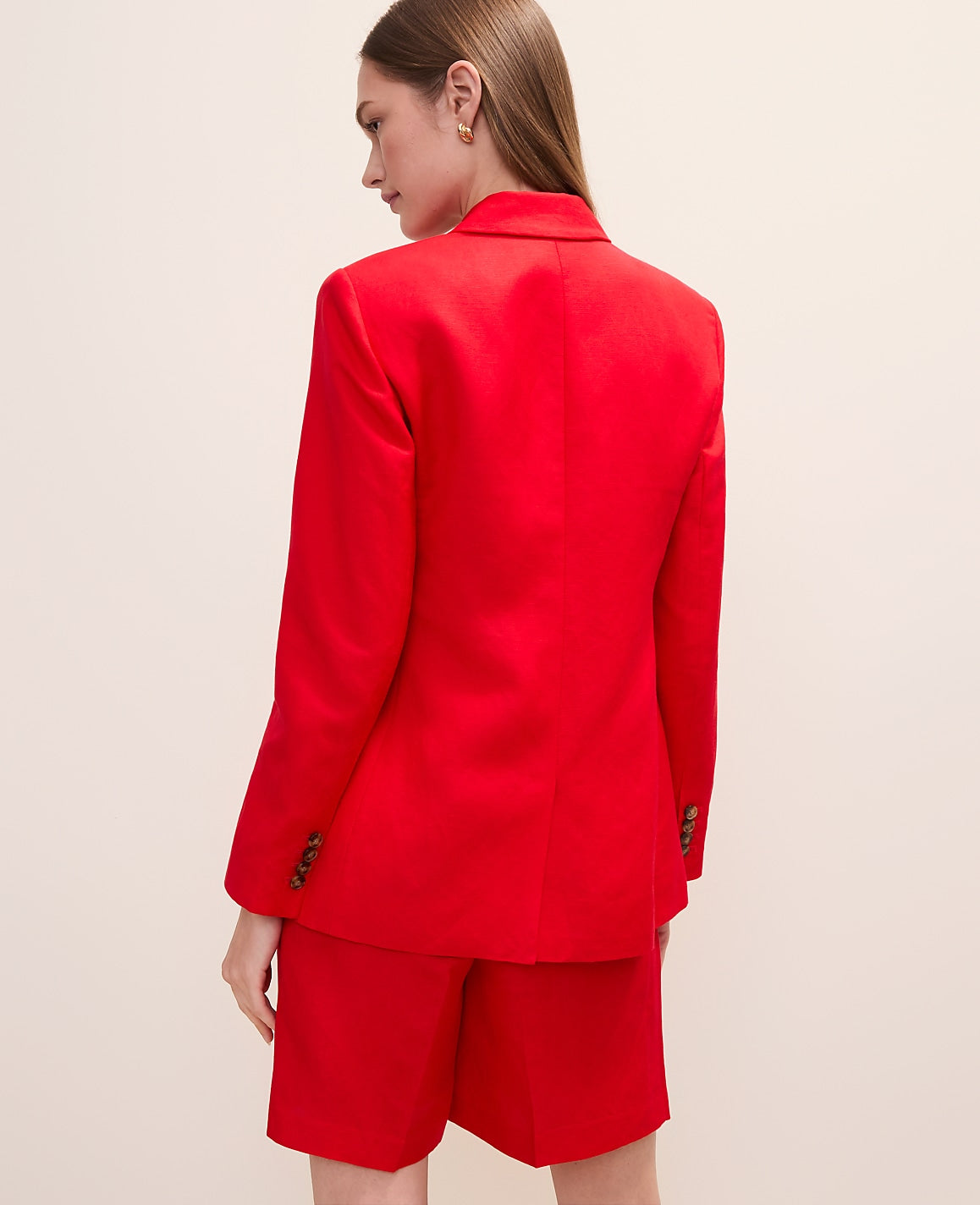 Ann Taylor Bright Cherry The Crosby Blazer in Linen Blend