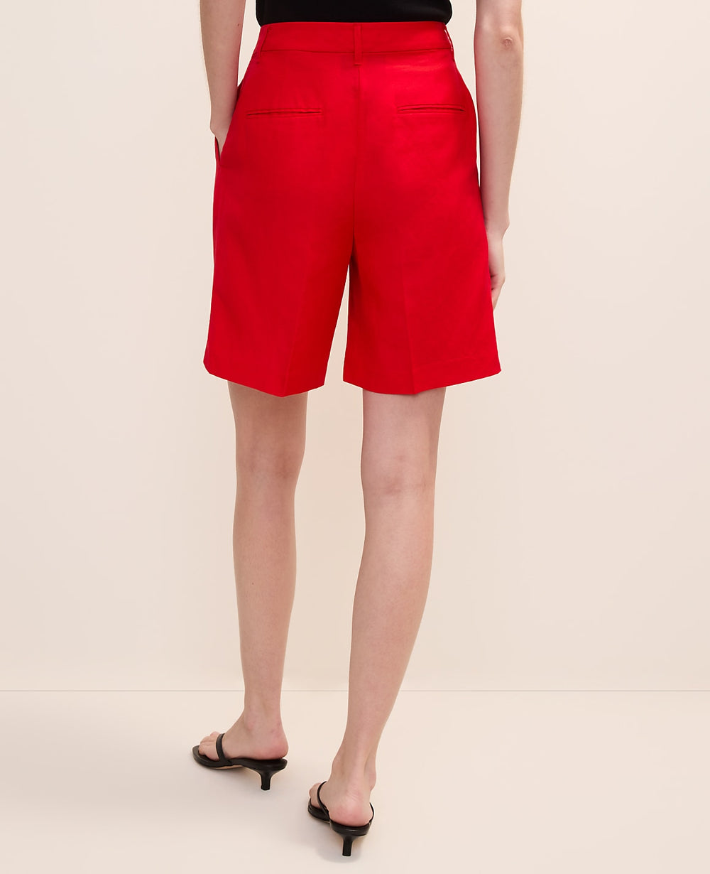 Ann Taylor Bright Cherry The Bermuda Short in Linen Blend