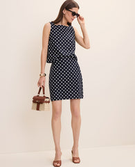 Ann Taylor Night Sky Polka Dot A-Line Skirt in Linen Blend