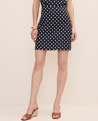 Ann Taylor Night Sky Polka Dot A-Line Skirt in Linen Blend