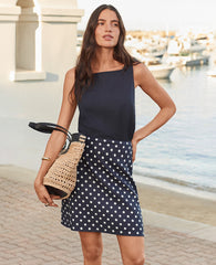 Ann Taylor Night Sky Polka Dot A-Line Skirt in Linen Blend