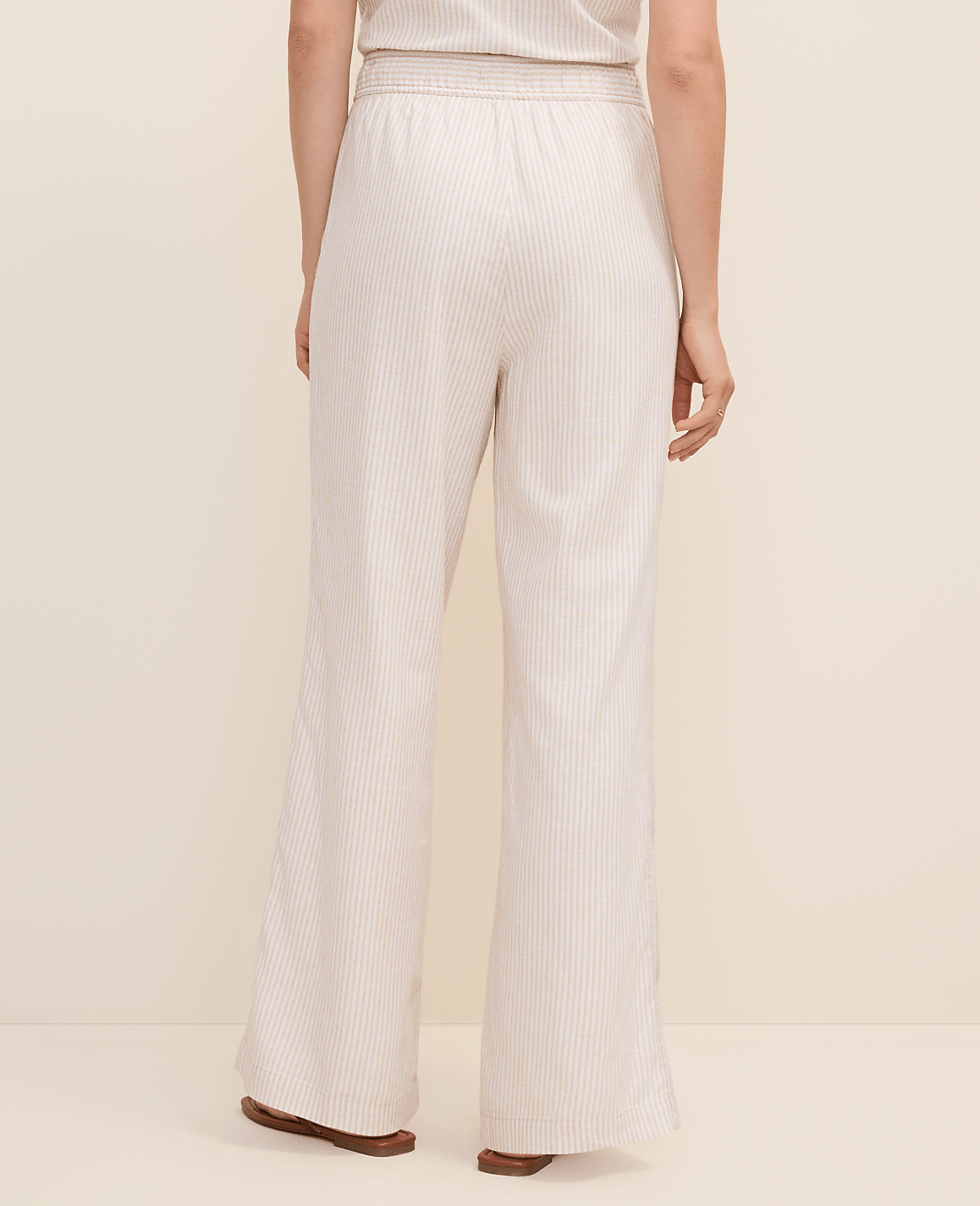Ann Taylor Sail Cloth Weekend Striped Easy Fit Wide-Leg Pant in Linen Blend