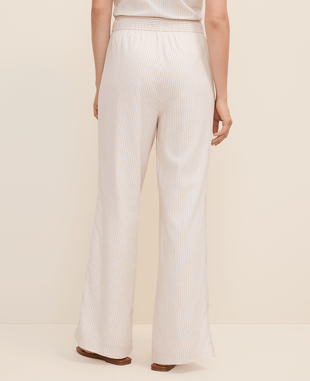 Ann Taylor Sail Cloth Weekend Striped Easy Fit Wide-Leg Pant in Linen Blend