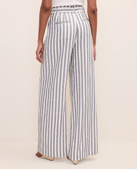 Ann Taylor Subdued Navy The Striped Paperbag Waist Pant in Linen Blend
