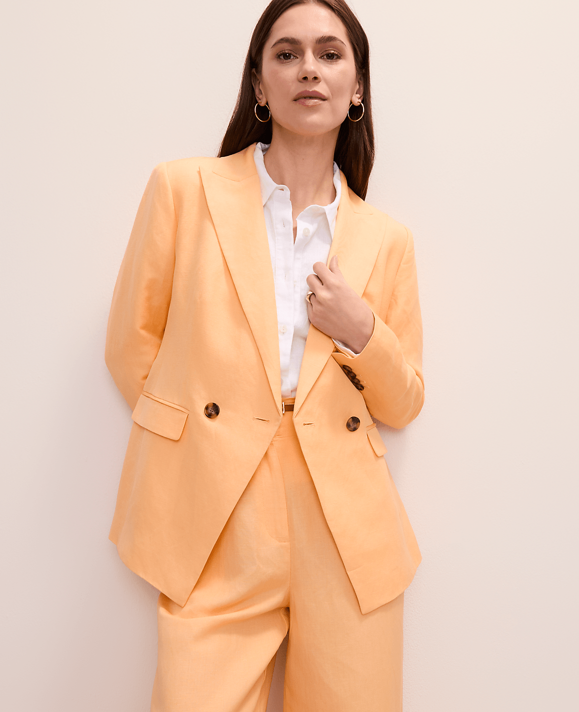 Ann Taylor Tropical Papaya The Cutaway Blazer in Linen Blend