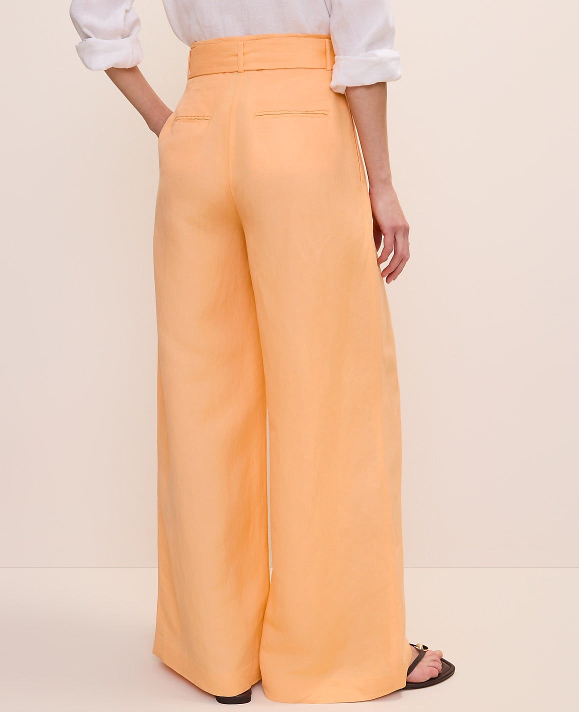 Ann Taylor Tropical Papaya Paperbag Pant in Linen Blend