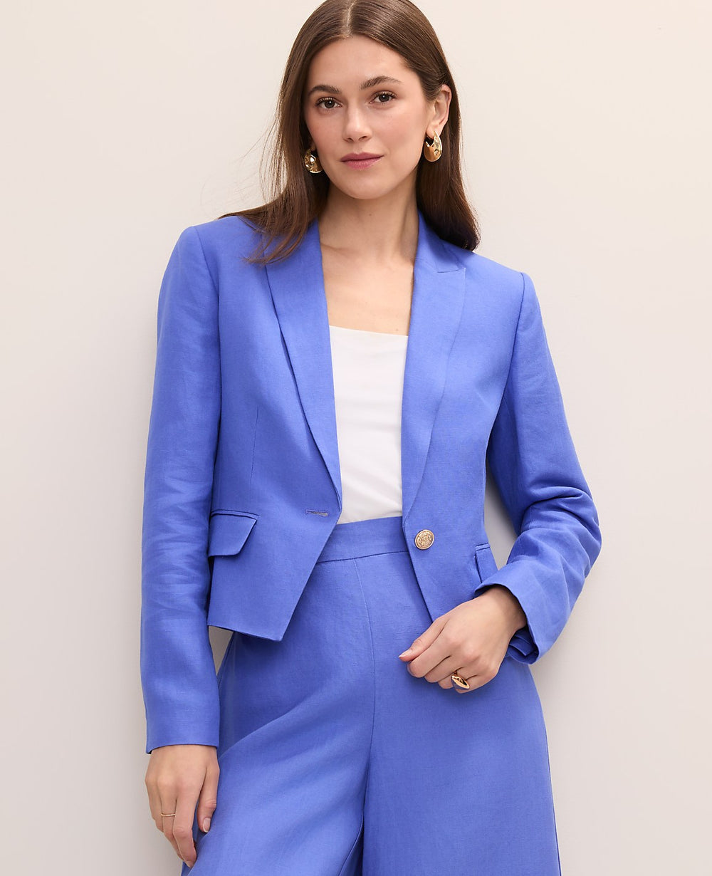 Ann Taylor Dream Blue The Modern Newbury Blazer in Linen Blend