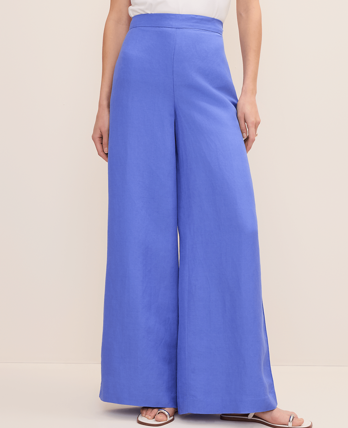 Ann Taylor Dream Blue The Statement Palazzo Pant in Linen Blend