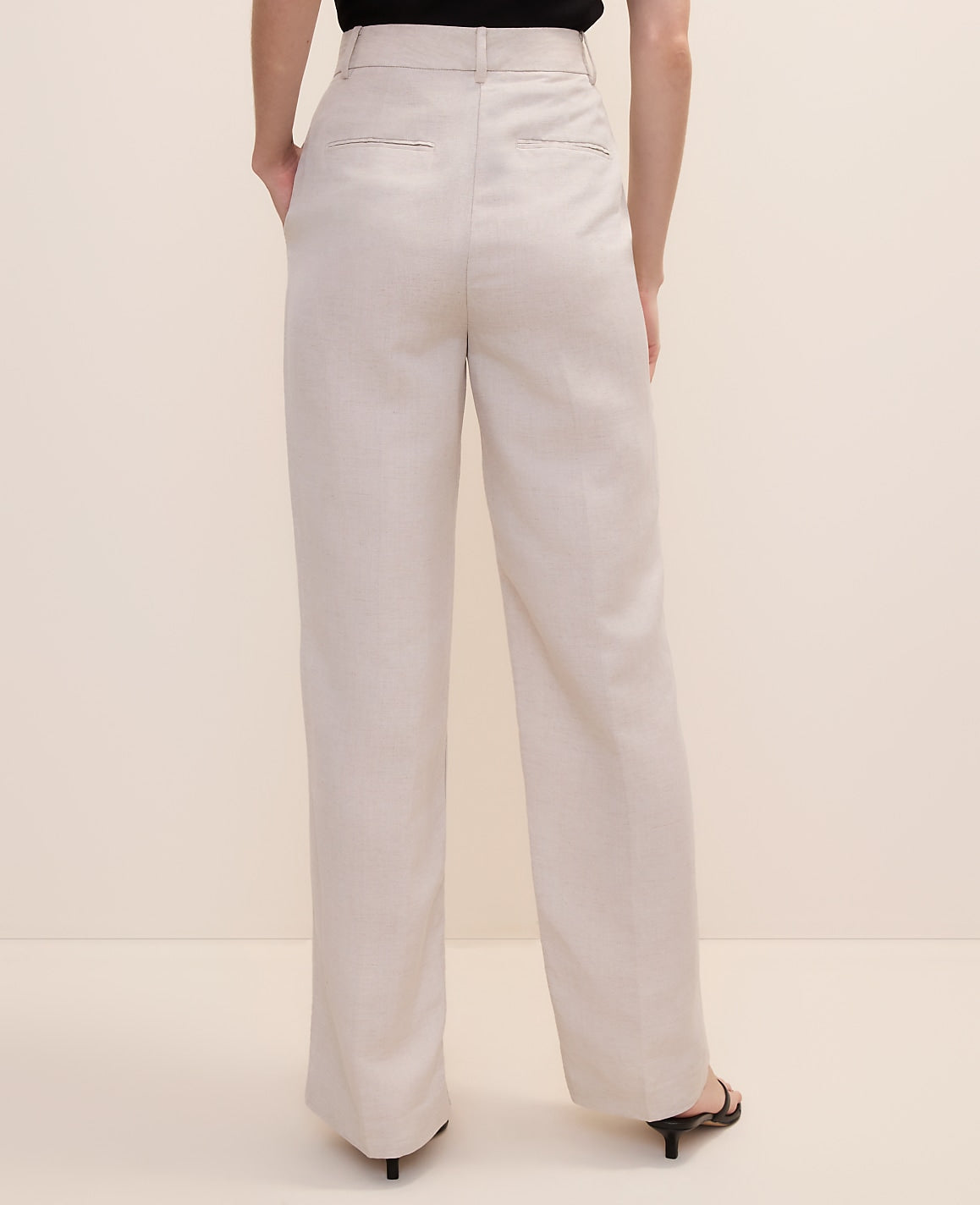 Ann Taylor Natural Flax The Pleated Straight Pant in Linen Blend