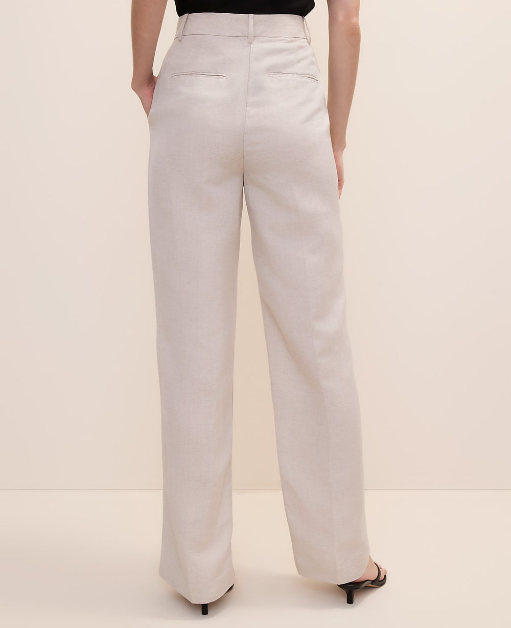 Ann Taylor Natural Flax The Pleated Straight Pant in Linen Blend