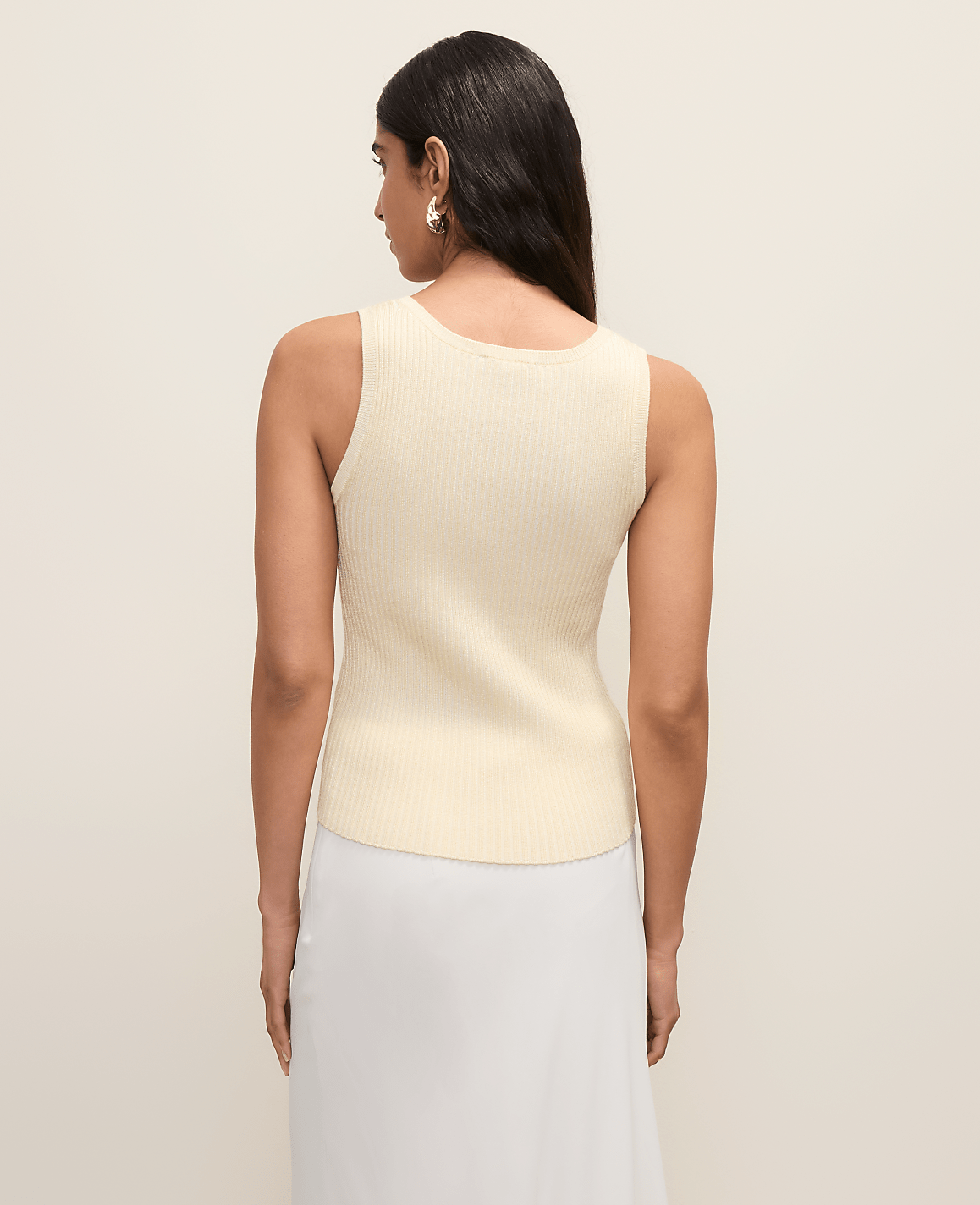 Ann Taylor Yellow Multi Scoop Neck Sweater Shell
